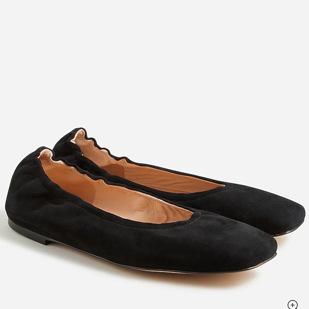 J. Crew Anya scrunchie ballet flats in black suede